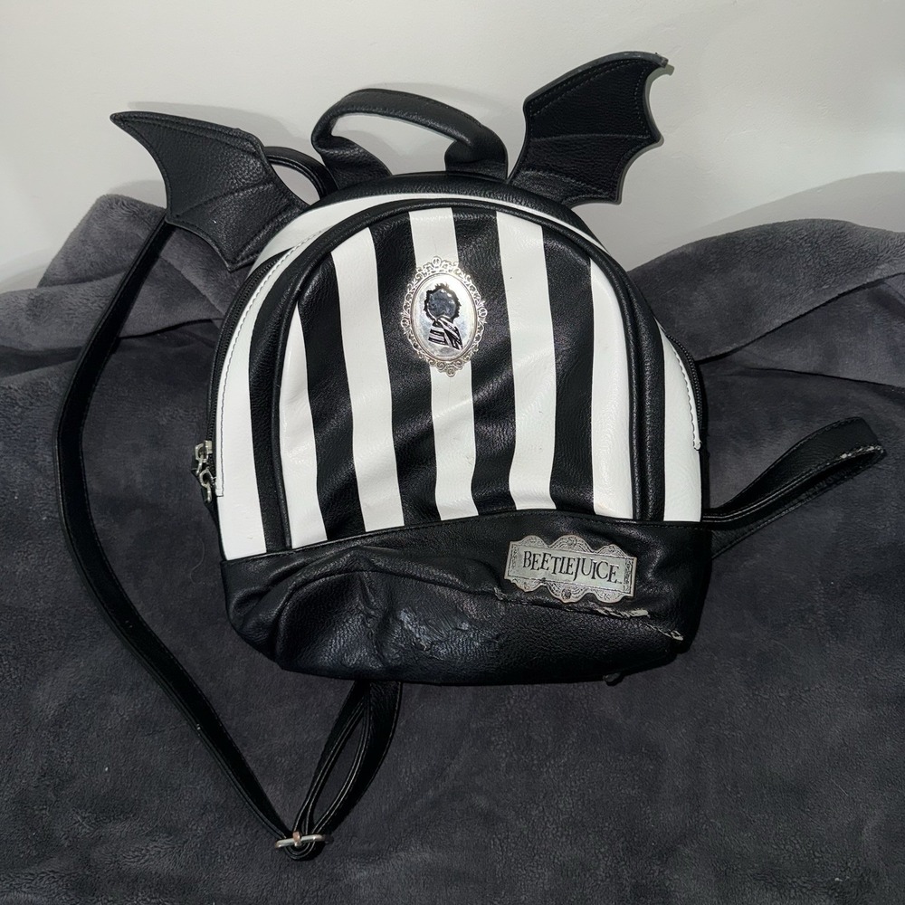 Beetlejuice Striped Mini Backpack - BoxLunch Exclusive